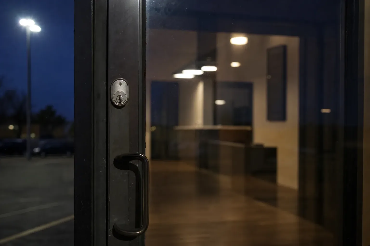 Mortise lock on a storefront door in San Marcos, TX